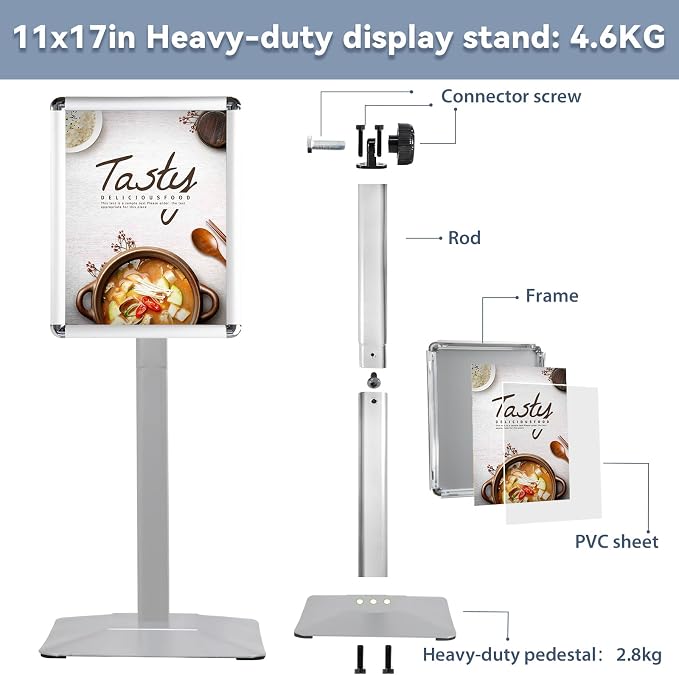 STANDNEE Heavy-duty Poster Stand Holder 11"x 17" Pedestal Floor Standing Sign - Image 5