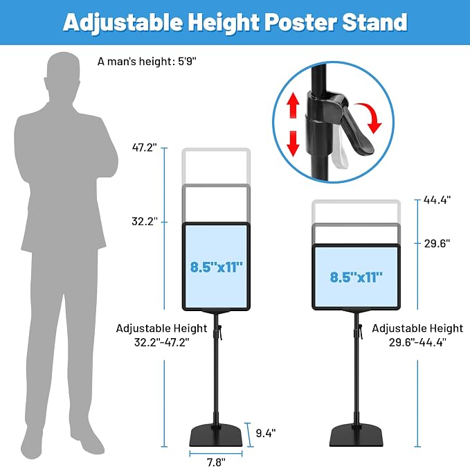 4Pack Sign Stand for Display 8.5 x 11, Adjustable Poster Stand for Table Top & - Image 3