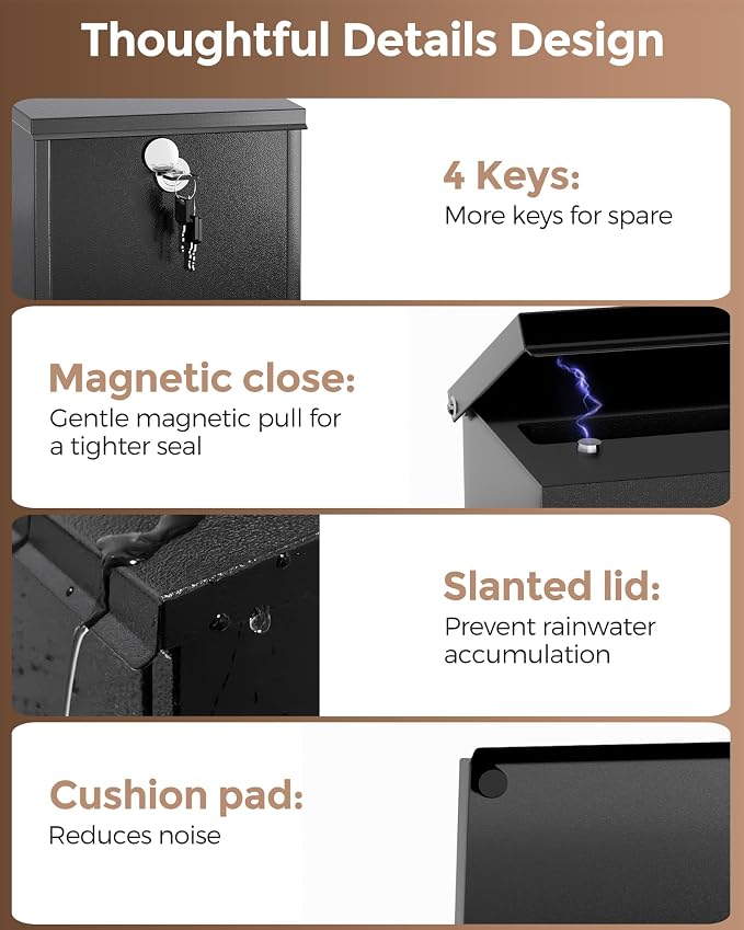 LAND·VOI Locking Wall-Mount Mailbox - Image 3