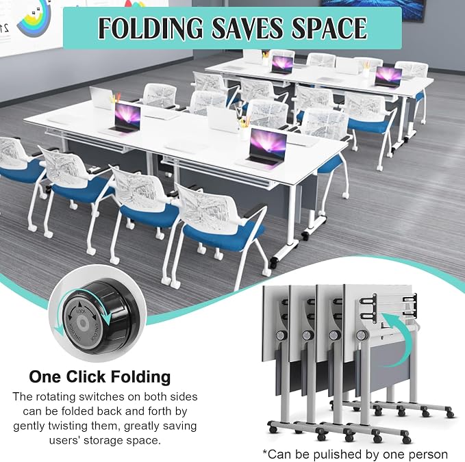 JEHUJD Conference Table, 55.1''Folding Conference Room Table - Image 3