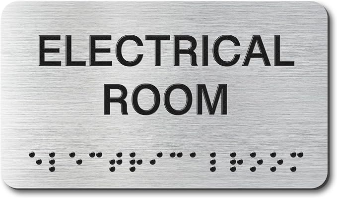 ELECTRICAL ROOM Signs with Raised Text & Grade 2 Braille, Brushed by EliteSign