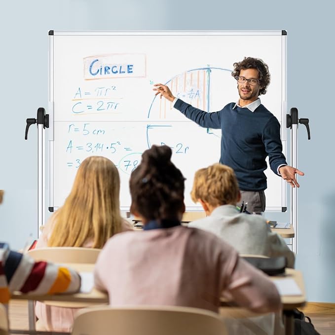 VIZ-PRO Double-Sided Mobile Whiteboard, 48 x 36 Inches, Magnetic Rolling Dry - Image 7