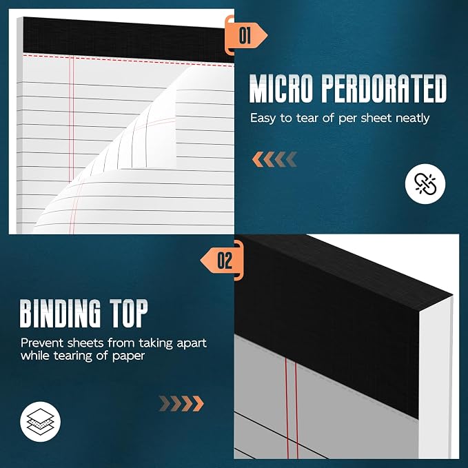 Roneky Note Pads 8.5"x 14", 10 Pack Legal Pads 8.5 x 14 White, Notepads 8.5 x - Image 4