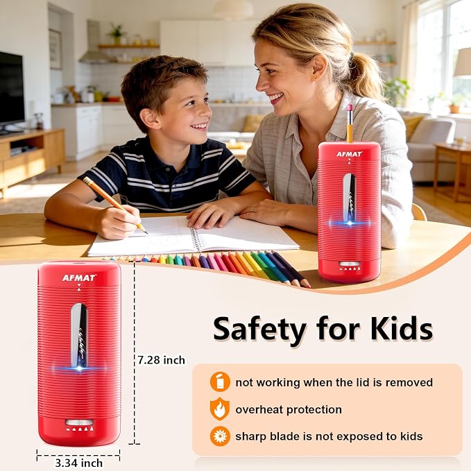 AFMAT Electric Pencil Sharpener, Fully Automatic Pencil Sharpener, Auto in & Out - Image 7