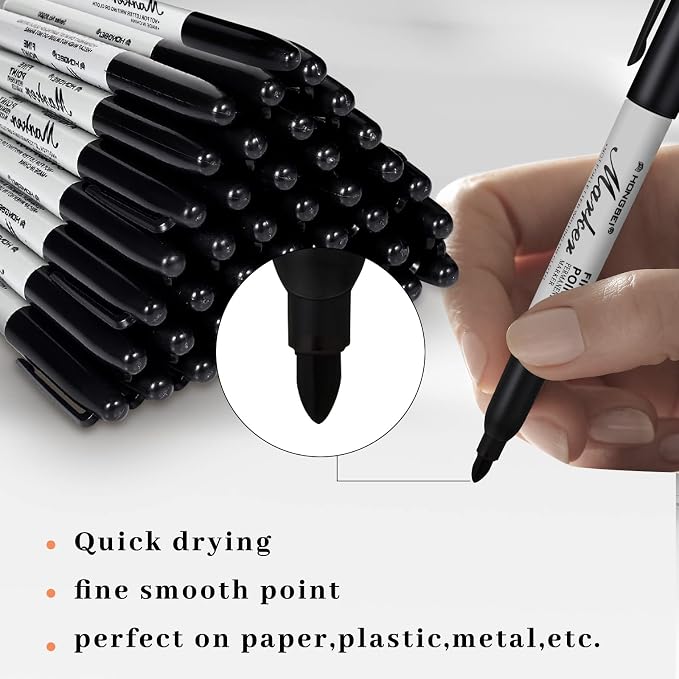 Thenshop 300 Pack Black Permanent Markers Bulk - Image 2