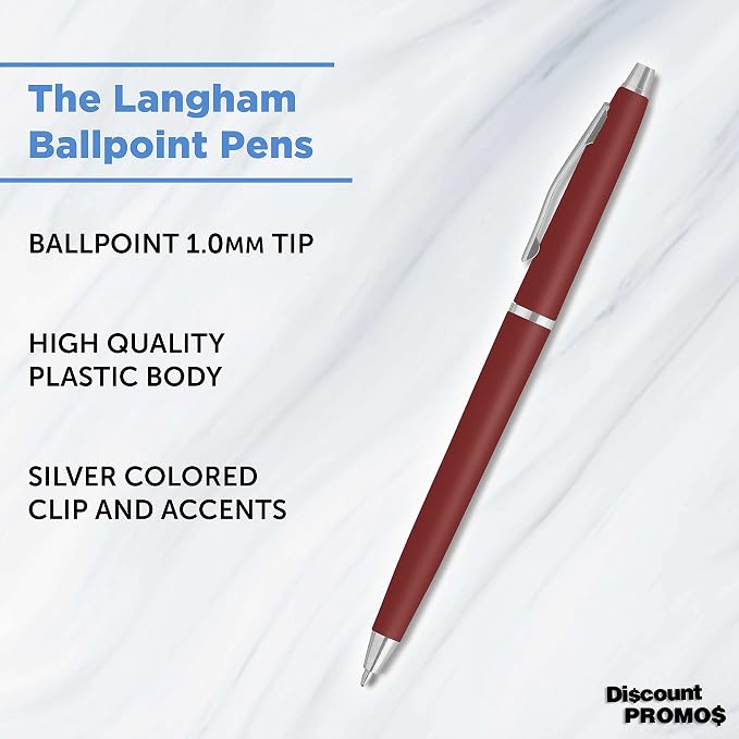 DISCOUNT PROMOS Langham Ballpoint Pens Set of 10, Bulk Pack - Image 3
