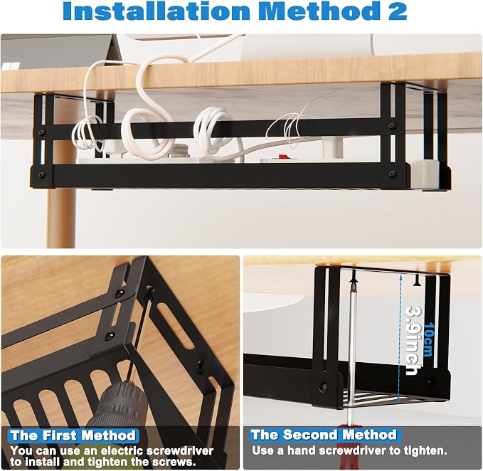 PAVSTINE Under Desk Cable Management Tray, 17 in Metal Cable Tray Basket - Image 7