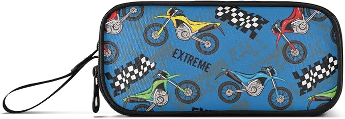 BOENLE Colorful Motorcycle Pencil Case Box Boys Girls Large Pencil Pouch - Image 8