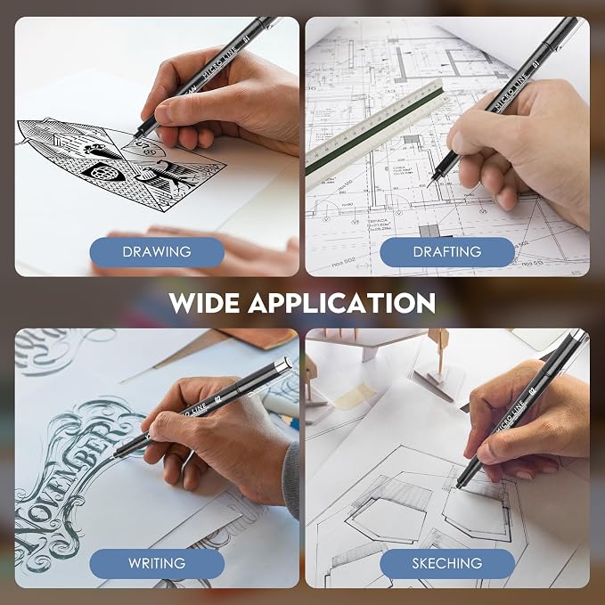 YISAN Black Drawing Art Pens, Micro Fineliner Manga Pens, Calligraphy Pens - Image 4