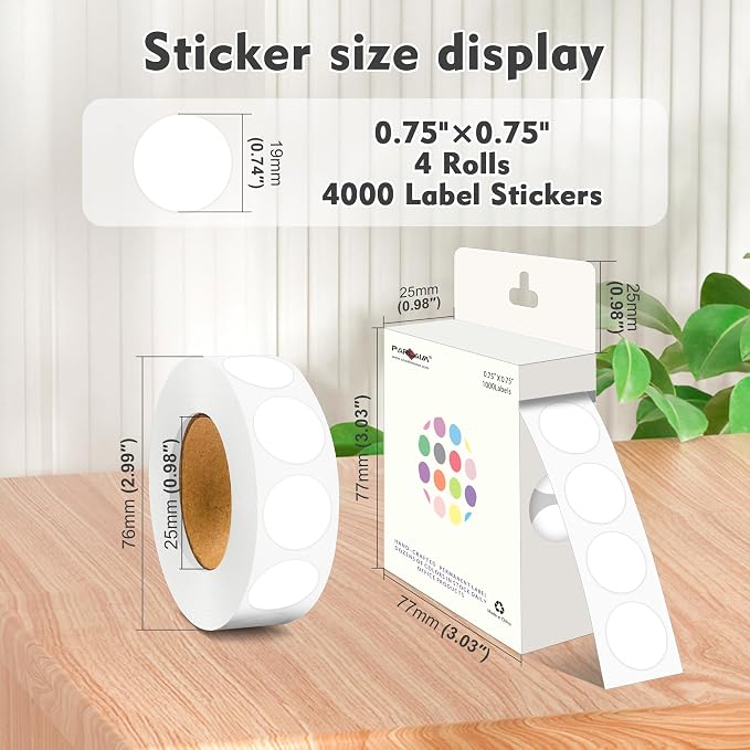 PARLAIM 3/4 Inch Roll Color Coding Labels, 4000 per/4 Rolls Round Adhesive - Image 2