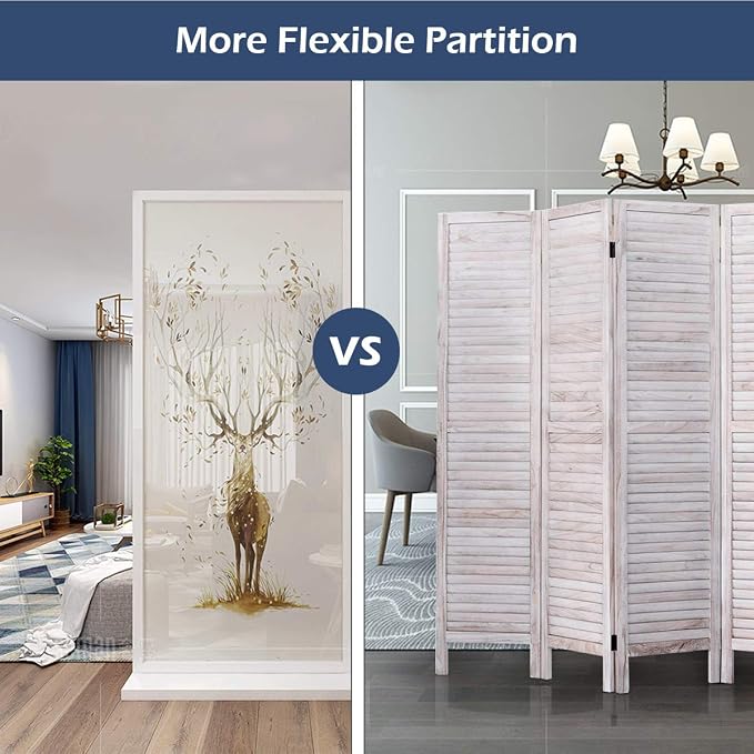 Giantex 6 Panel Wood Room Divider, 5.6 Ft Tall Oriental Folding Freestanding - Image 3