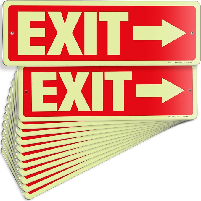 iSYFIX Exit Signs with Directional Right Arrow, Glow in the Dark, by iSYFIXPREMIUMSIGNS