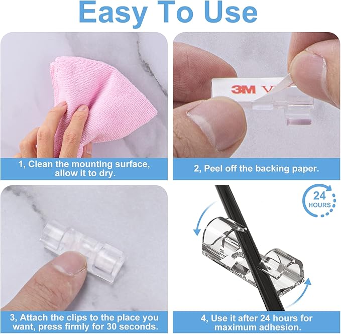 Adhesive Cable Clips Clear, Upgraded Wire Holders - Image 5