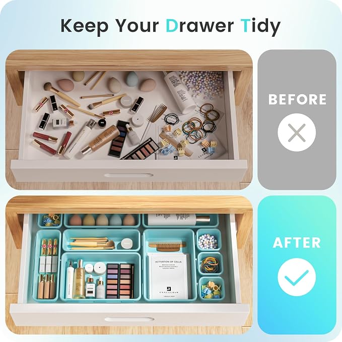 A-LuGei 【】 【】 BlueGreen Drawer Organizer, Makeup organizer - Image 4