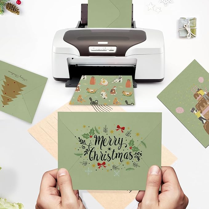 A7 Sage Green Envelopes 100 Pack, Goefun 5x7 V Flap Printable Envelopes - Image 6