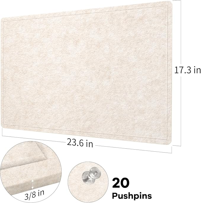 Bulletin Board, 24 x 18 inches Decorative Felt Pin Board, Vision Board Cork - Image 4