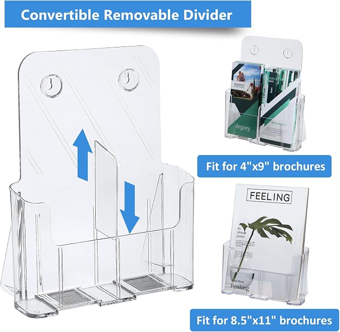 Argvey Acrylic Brochure Holder 8.5 x 11 inches, 4 Pack Clear Brochure Display - Image 2