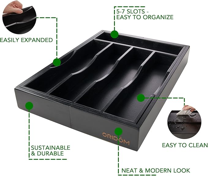oridom Expandable Bamboo Kitchen Drawer Organizer - Image 4