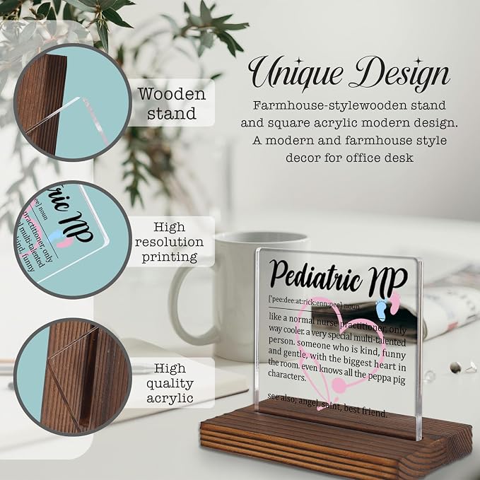 Pediatric Nurse Practitioner Gift Desk Sign, Funny Appreciation Plaque - Image 3