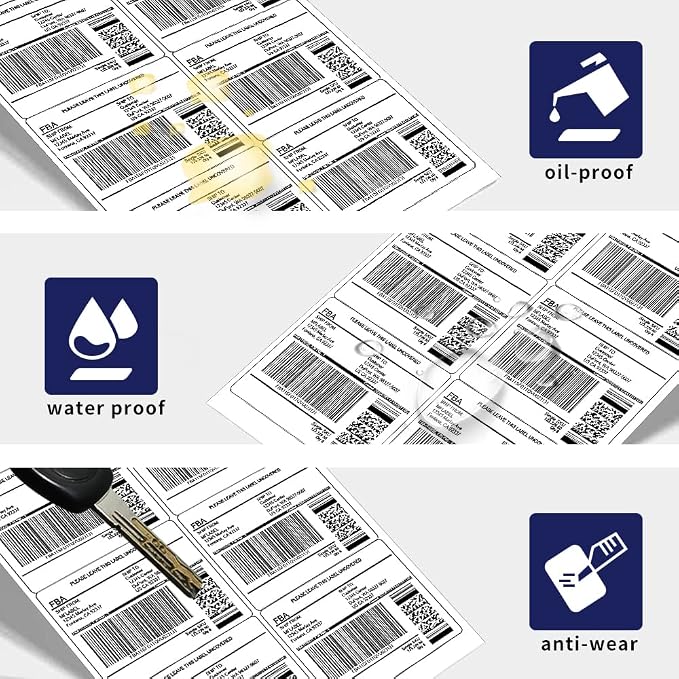 POLYSELLS Self Adhesive 3-1/3'' x 4'' Address Shipping Labels, 6UP White - Image 3