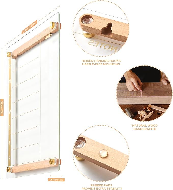 Clear Gold Glass Weekly Dry Erase Calendar Whiteboard - Image 6