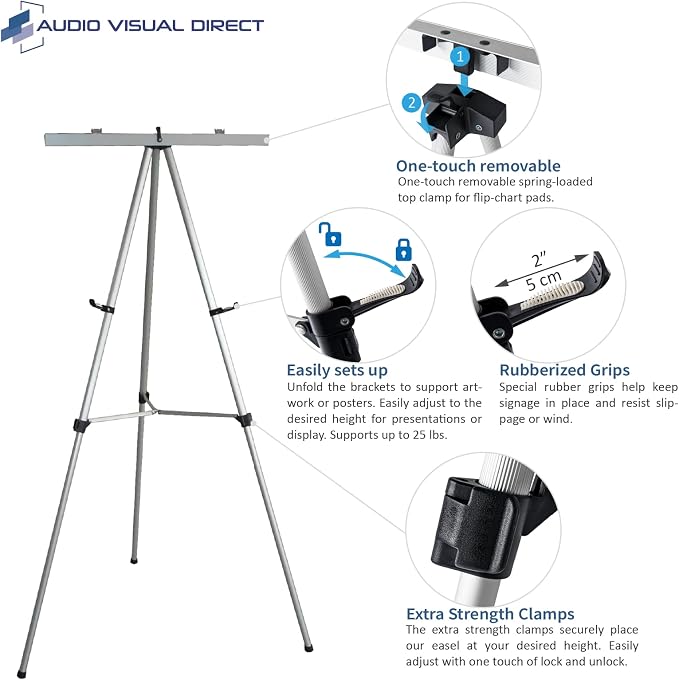 Lightweight Aluminum Flip-Chart Presentation Easel, 70 Inches - Image 2