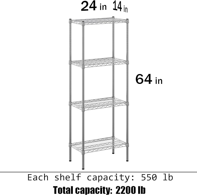Regal Altair 14" Deep x 24" Wide x 64" Height Wire Shelving Kit | 4-Tier | NSF - Image 3