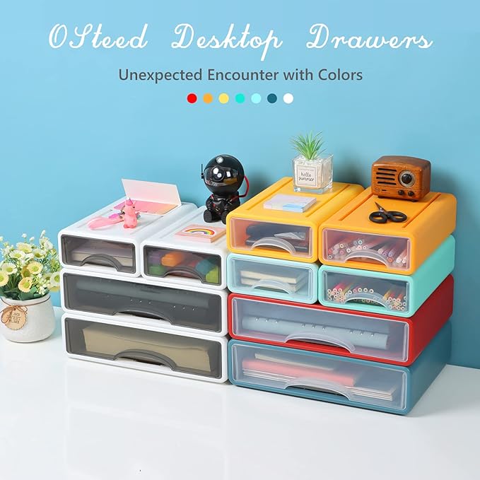 OSteed Desktop Drawers for Paper, Stackable Office Storage Drawers for Desk - Image 6