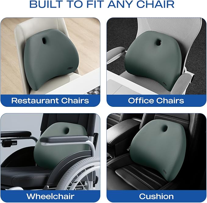 Skechers Lumbar Support Pillow for Office Chair, Memory Foam Lumbar Pillow - Image 6