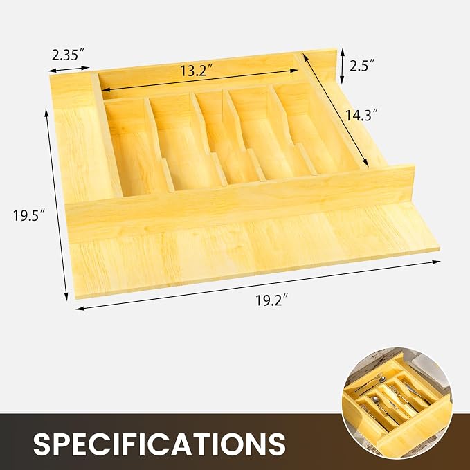 Evjocoh Silverware Drawer Organizer Wood - Image 2