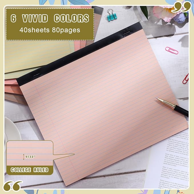 Lincia 6 Pcs 11" x 9.5" Legal Pads College Ruled Notepad Landscape Notebook - Image 3