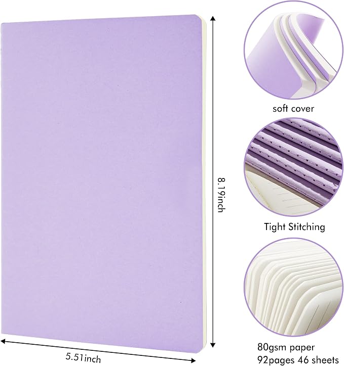 feela 8 Pack Soft Cover Journal Bulk, Notebooks College Ruled - Image 2
