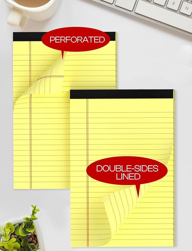 Yellow Legal Pads 5×8 Small Notepads 4 Pack Yellow Note Pads 5×8 College Ruled - Image 4
