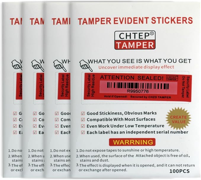 ChtepTamper 100 Pieces Total Transfer Tamper-Evident Stickers Security Labels - Image 2