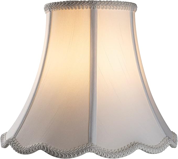 Bell Lamp Shade, Saangseon White Scalloped Lampshade Replacement, Lamp Harp - Image 4