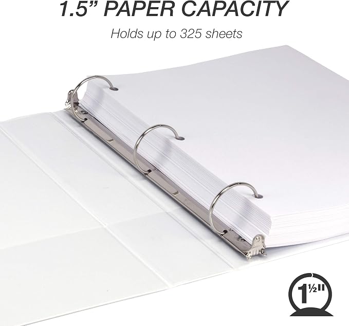 Samsill Durable 1.5 Inch Binder, Made in the USA, Round Ring Customizable Clear - Image 3