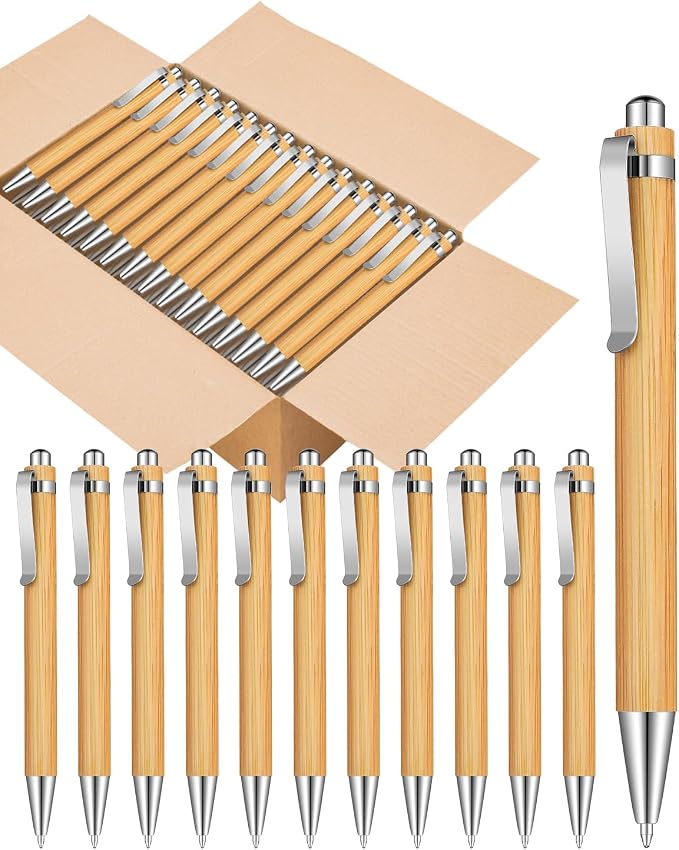 lyforx 250pcs Bamboo Pens Bulk Wooden Bamboo Pens Engraving Wooden Ballpoint by lyforx