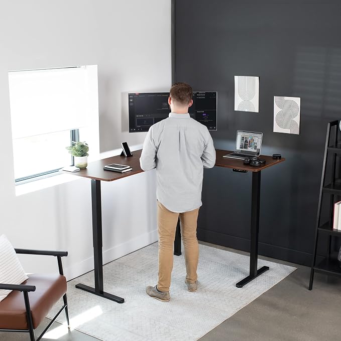 VIVO Electric Corner 63 x 55 inch L-Shaped Standing Desk, Memory Height - Image 2