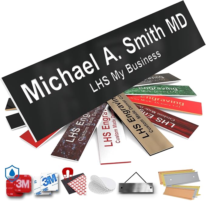 Engraved Custom Door Plate Black Plastic Office Door Sign by LHS+My+Business