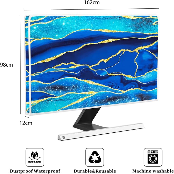 Baocicco Royal Blue Marble Waterproof TV Cover 70 Inch Creative Design Monitor - Image 2