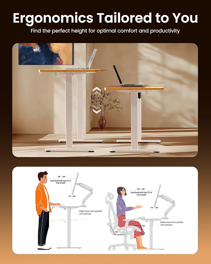 ErGear Electric Standing Desk, 44 x 24 Inches Height Adjustable Stand up Desk - Image 7