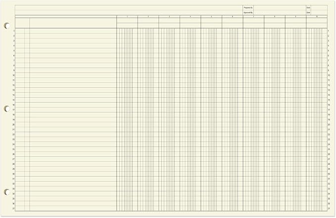 BookFactory Ledger Pad/Large 10 Column Accounting Ledger Columnar Pads - Image 2