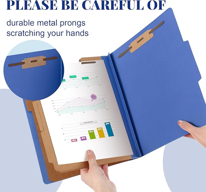 Skyygemm 12 Pcs Classification Folders Letter Size, 3 Divider Pressboard File - Image 4