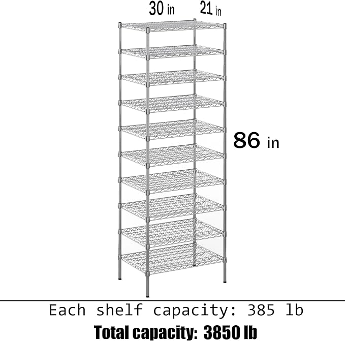 Regal Altair 21" Deep x 30" Wide x 86" Height Wire Shelving Kit | 10-Tier | NSF - Image 3