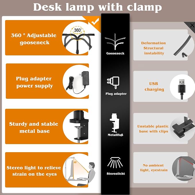 AKRRYR Led Desk Lamp for Home Office, 24W Bright Eye-Caring Desk Light - Image 5
