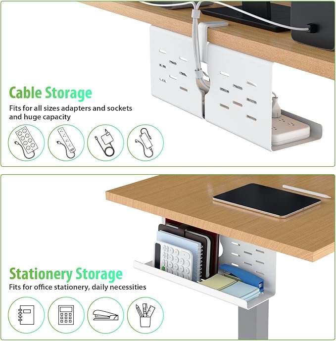 KEEGH 16'' Under Desk Cable Management Tray, Drill Free Clamp/Screws Mount - Image 4