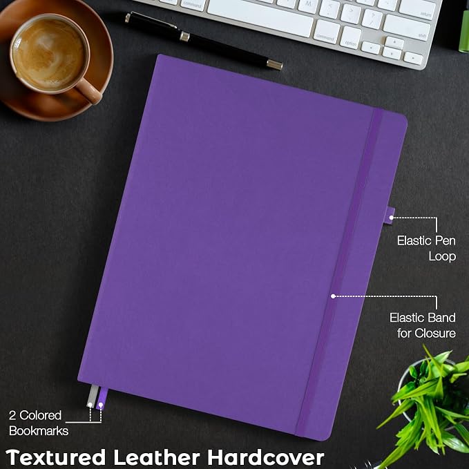 Lined Journal Notebook, 8.5" x 11" Hardcover Leather Notebook - Image 5