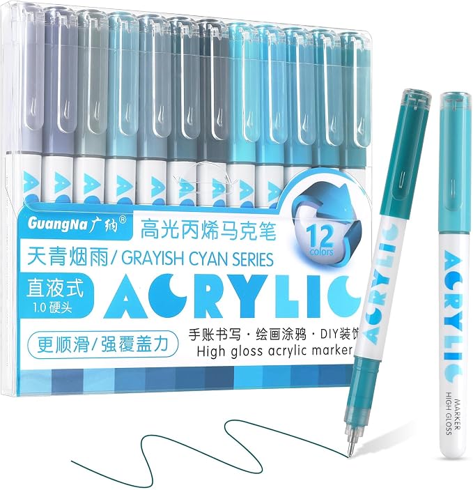 kander Acrylic Gel Pens, 12 Colors Highlighter Acrylic Gel Ink Pens by Yourcreativeassistant
