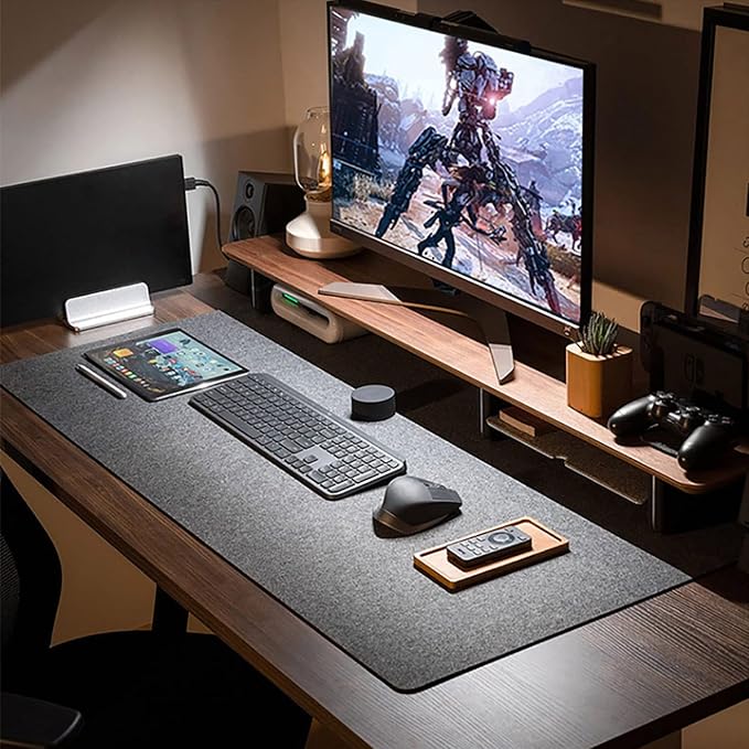 DAWNTREES Non-Slip Felt Desk Mat, 35.5 x 15.7 Inches Large Desk Pad Protector - Image 4
