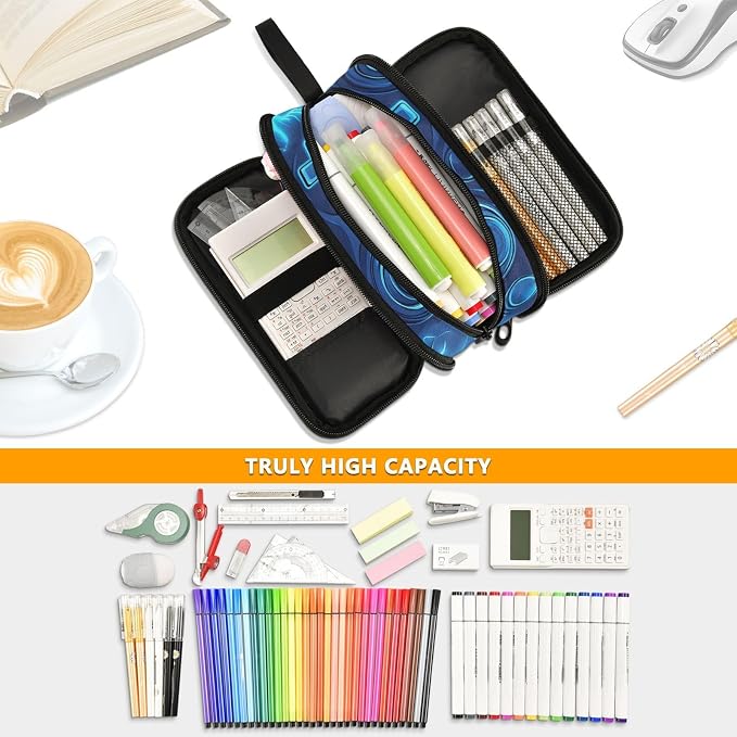 BOENLE Custom Joystick Gamepad Blue Flame Pencil Case Box Boys Girls - Image 5